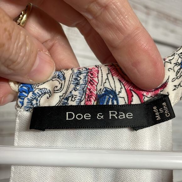 Doe & Rae Swing Dress Small White Pink Blue Sleeveless - Picture 3 of 5